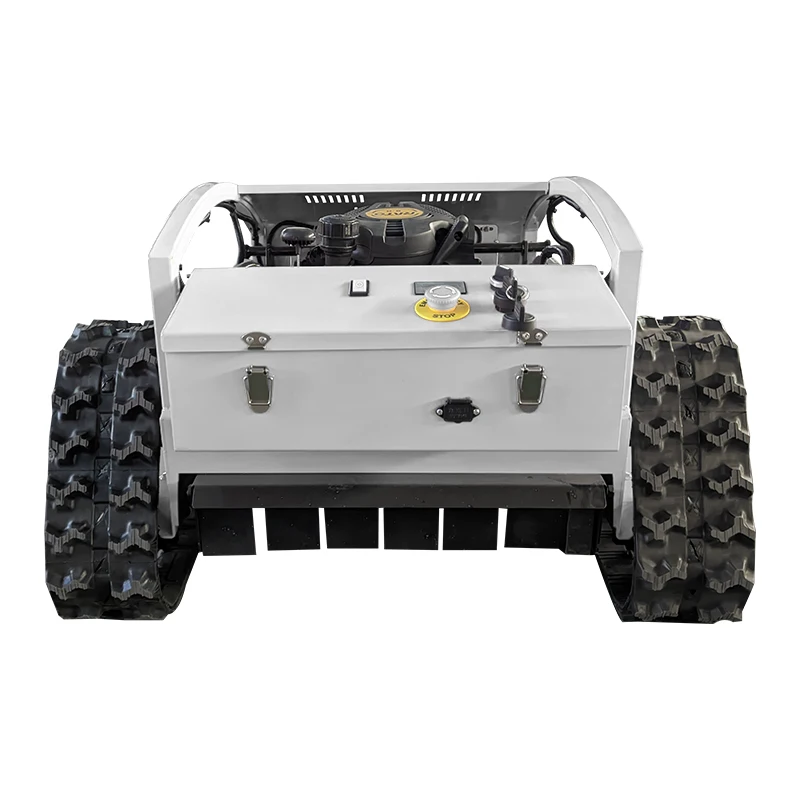 

Customized cordless remote control lawn mower with high efficiency for professional mowing. Remote control for hill climbing mow