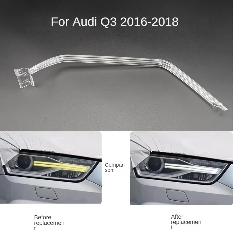 Lampu depan tabung panduan cahaya DRL untuk AUDI Q3 2016-2018 DRL pelat panduan cahaya lampu siang hari panduan lampu mata malaikat