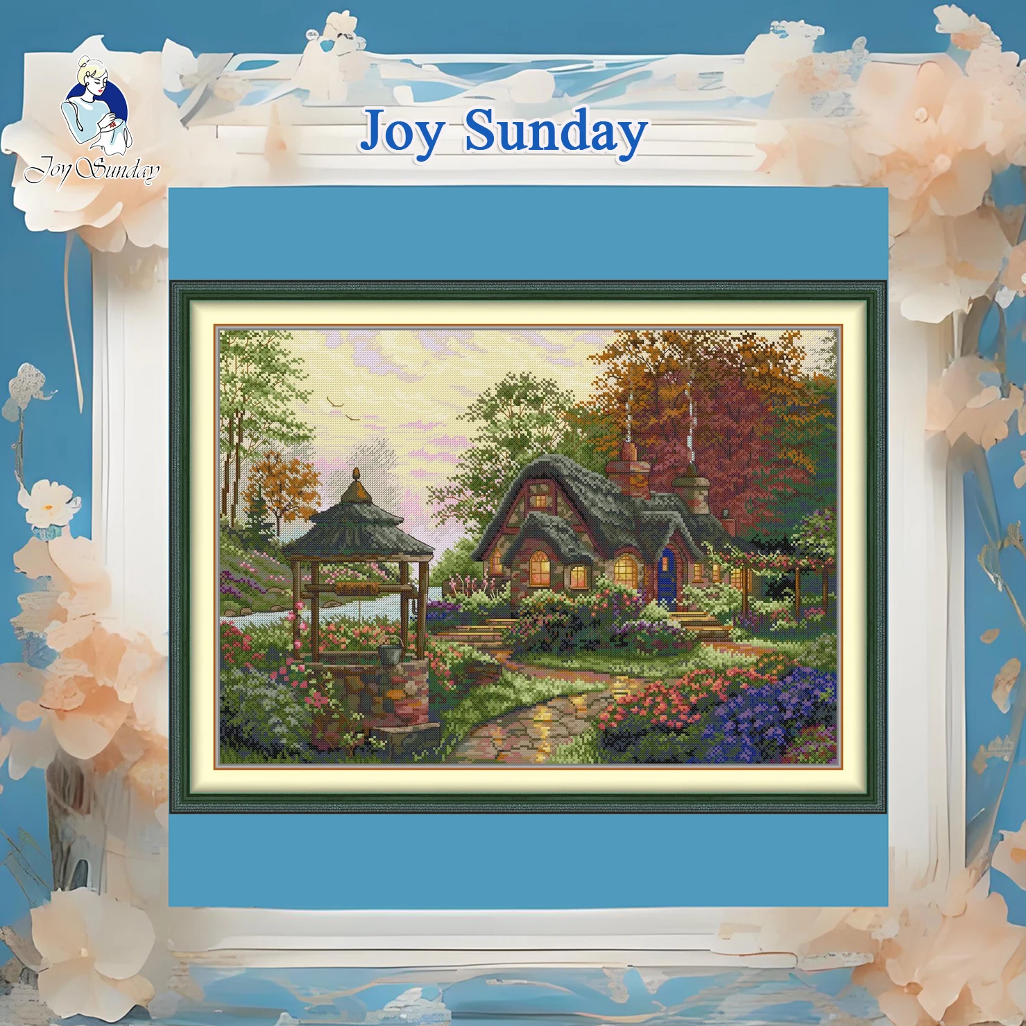 

Joy Sunday Pre-printed Cross Stitch Kit Easy Pattern Aida Stamped Fabric Embroidery Set-Wishing Lodge