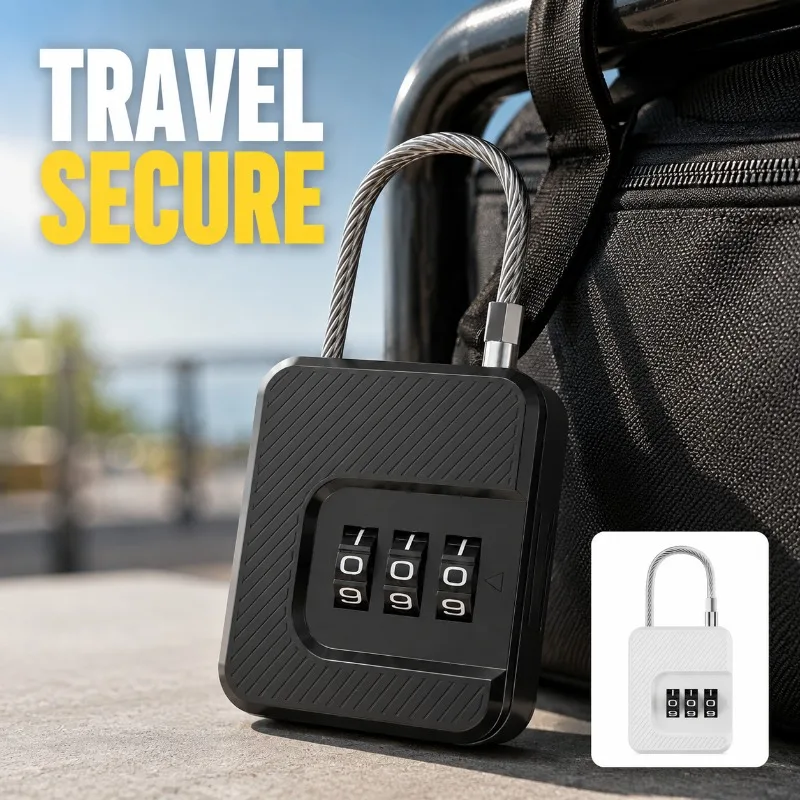 Combination Password Padlock Wire Cable Lock for Luggage Backpack Helmet Bicycle Security Outdoor, Anti-Theft Flexible Steel