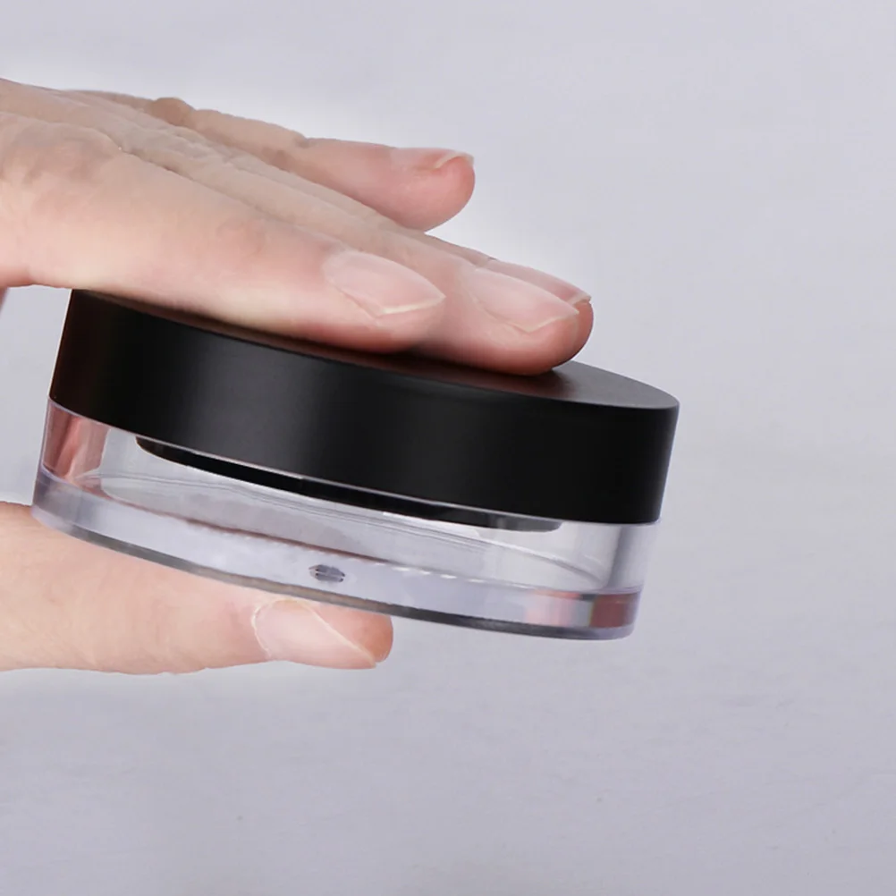 

2pcs Empty Puff Case Round Elastic Mesh Loose Powder Container Makeup Storage Portable Case Black 10G Skincare Tool