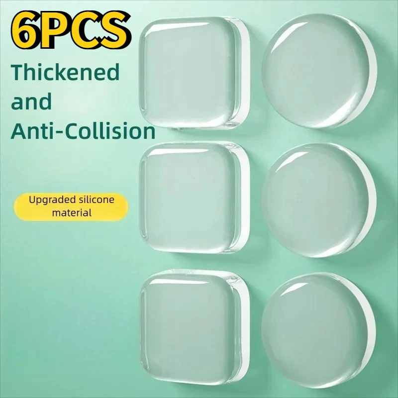 1/6Pcs Silicone Anti-Collision Mute Pads-Door Handle Cushions, Refrigerator Door Stickers, Door Stoppers, Cabinet Door Back Wall