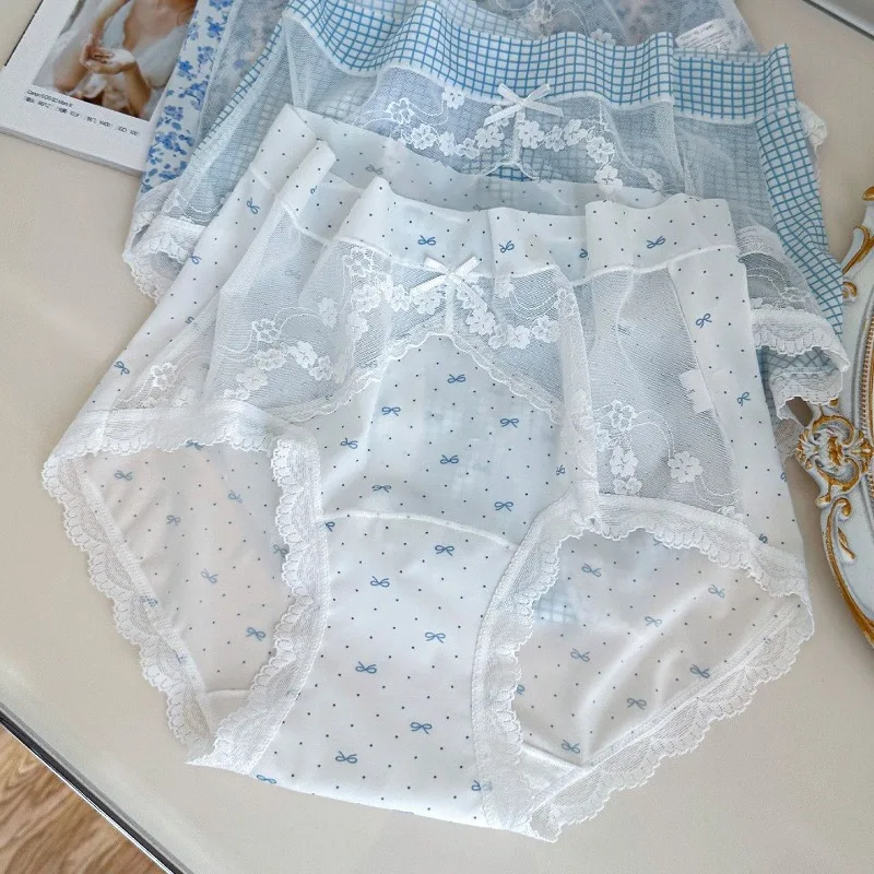 Ice Silk Large Size Underwear Women's 110KG Extended Crotch Breathable High Waist Lace Seamless Briefs 2026 Summer Thin Panties