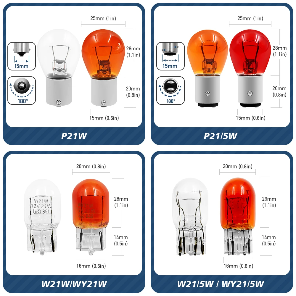 10 ламп 12 В T10 W5W P21W 1156 PY21W 1157 T15 W16W T20 W21W 7440 7443 T25 3157 BAX9S BAY9S Сигнальные красные стоп-сигналы заднего хода
