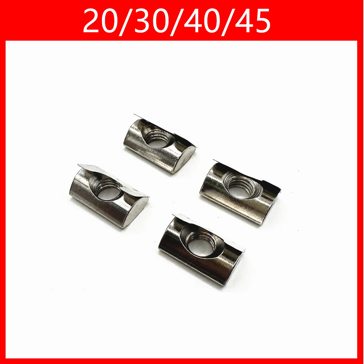 20/30/40/45 Series M3 M4 M5 M6 M8 M10 Roll-in T Slot Elastic Shrapnel Nut Spring Leaf Block for Aluminum Profile Slot 6mm