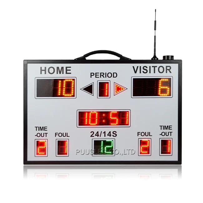 

Portable Electronic Basketball Scoreboard Red Color Led Mini Led Digital Scoreboard with Shotclock for Sport Game and Gym
