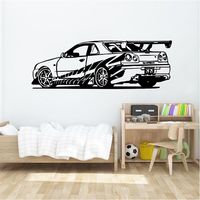 The Fast and The Furious Sport Car Racing Wall Stickers Vinyl Decals for Kids Bedroom Home Decor Murals Removable Poster DW14480
