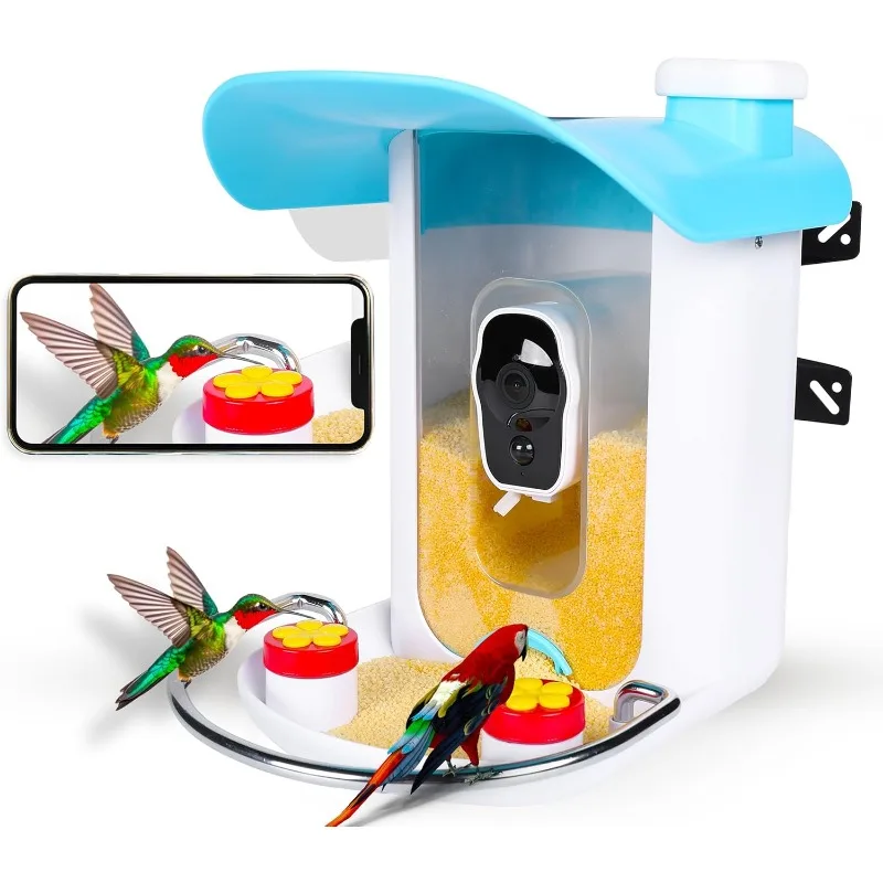 

Smart Bird Feeder with Camera - 1080P HD WiFi Bird Watching Camera with AI Species Recognition, Free Mobile App, Night Vision,