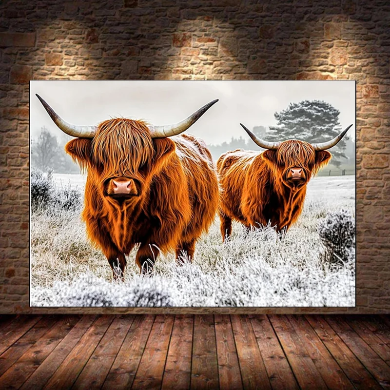 

Modern Art Diamond Painting 2026 Rhinestone Pictures Full Diamond Mosaic Animals Highland Cattle Embroidery Animal Home Decor