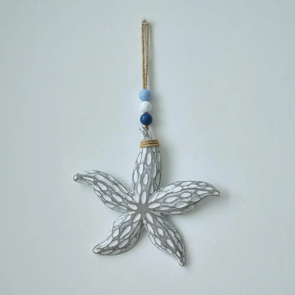 Ocean Inspired Wedding Decor Starfish Ornament Starfish Wooden Wall Decor Nautical Coastal Beaded Ornament Hanging for Room