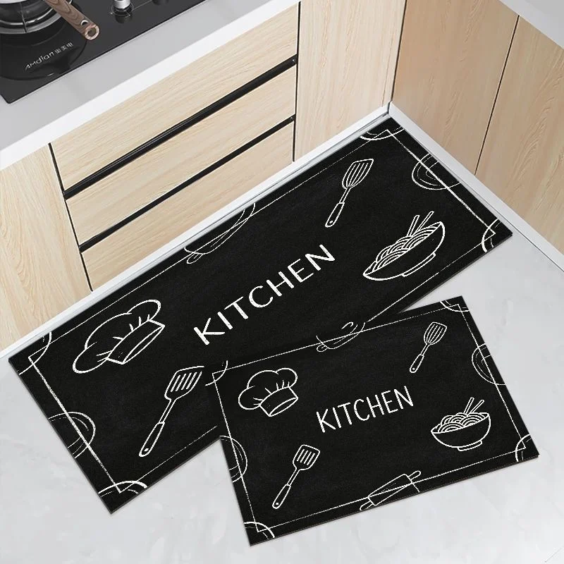 VIKAMA Fresh Ingredient Sketch Kitchen Runner Mat Waterproof Oilproof Non Slip Anti Fatigue Vintage Farmhouse Kitchen Floor Mat
