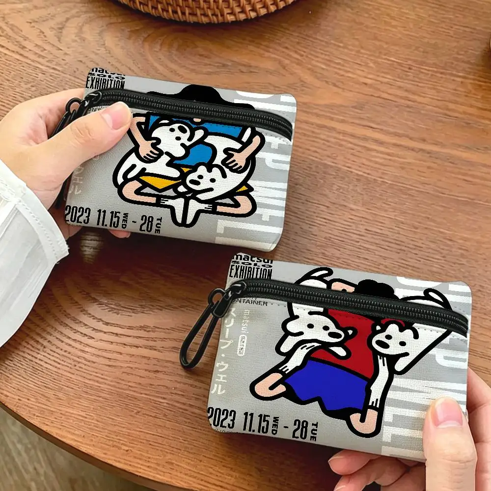 Korea M-Matsui Cute Dog Portable Oxford Fabric Mini Wallet Carabiner Design Small Coin Bag For Cards Keys Earphones