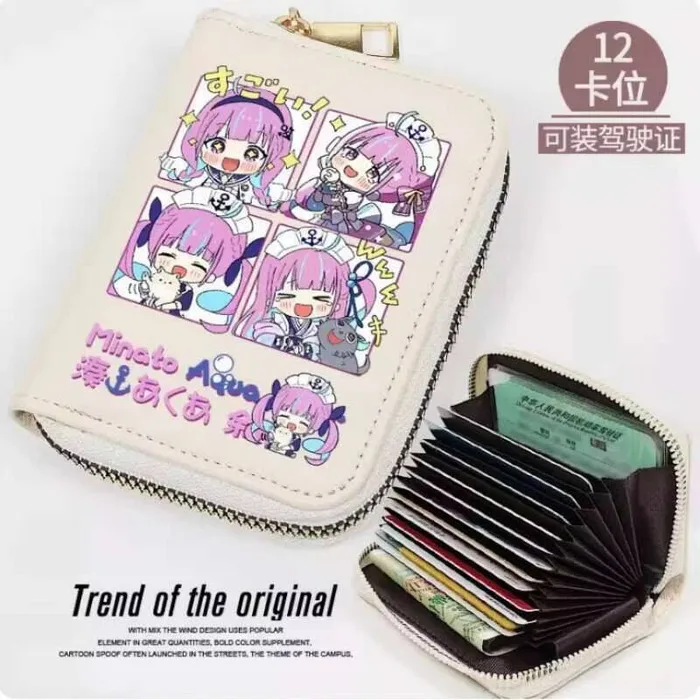 

Anime Hololive Minato Aqua Fashion Wallet PU Purse Card Coin Zipper Cash Holder Bag Cosplay Gift B553 Anime