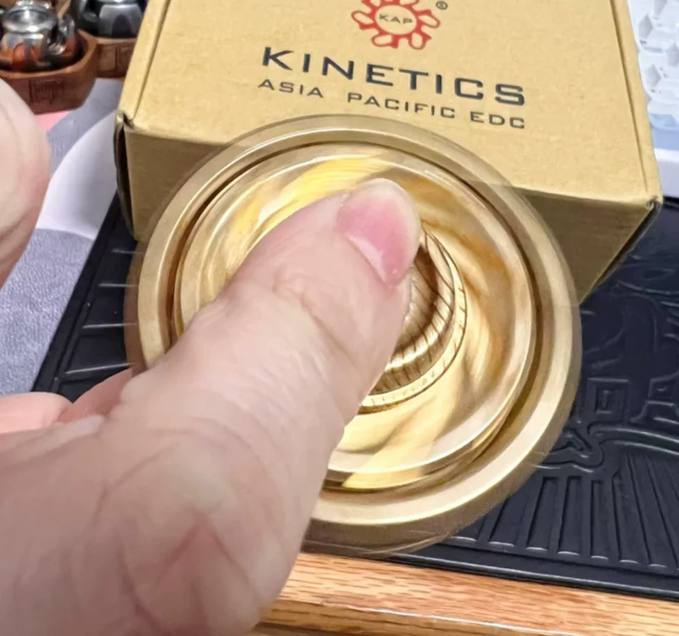 

Used EDC Tmax lava turbine s mokume gold wood grain edc fidget slider decompression toy