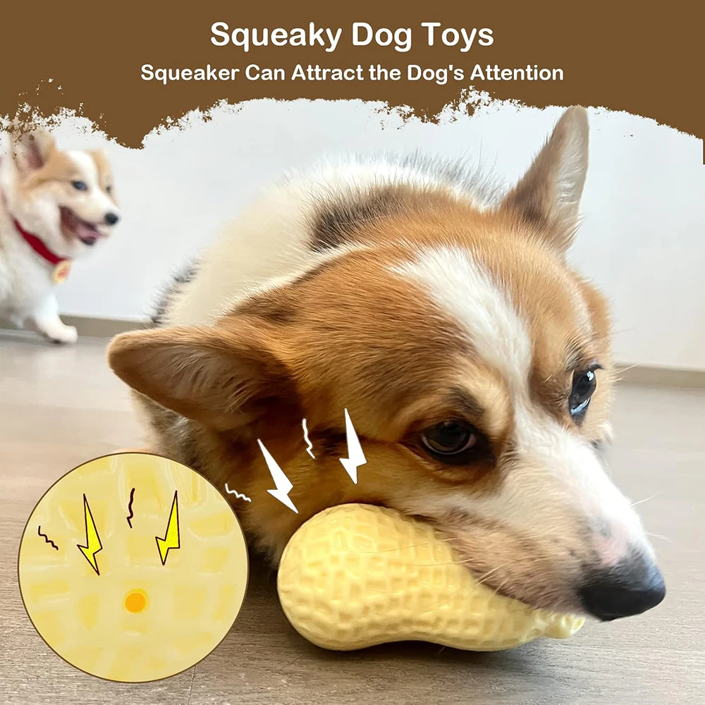 Pet Peanut Chewing Toys Squeaky Dog Toys TPR Milk Scented Bite Resistant Clean Teeth Pet Chew Grind Teeth Interactive Product