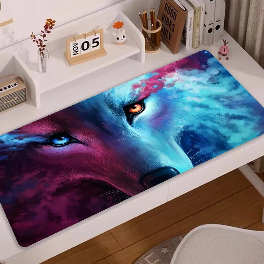 

Art Fantasy Wolf Customized HD Printing Gaming Mousepad Computer Lock Edge Natural Rubber E-sports Desk Pad Large Mouse Pad