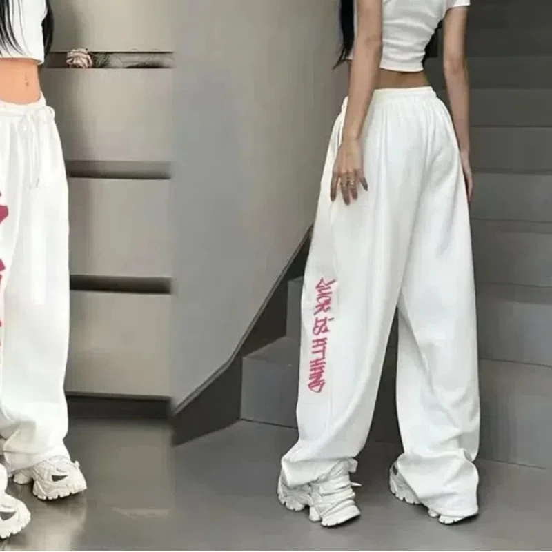 กางเกงกีฬาฮิปฮอปสตรีทแดนซ์กางเกงเอวสูงพิมพ์ลายตัวอักษรกางเกง Y2K วินเทจ2024ใหม่ฤดูร้อน