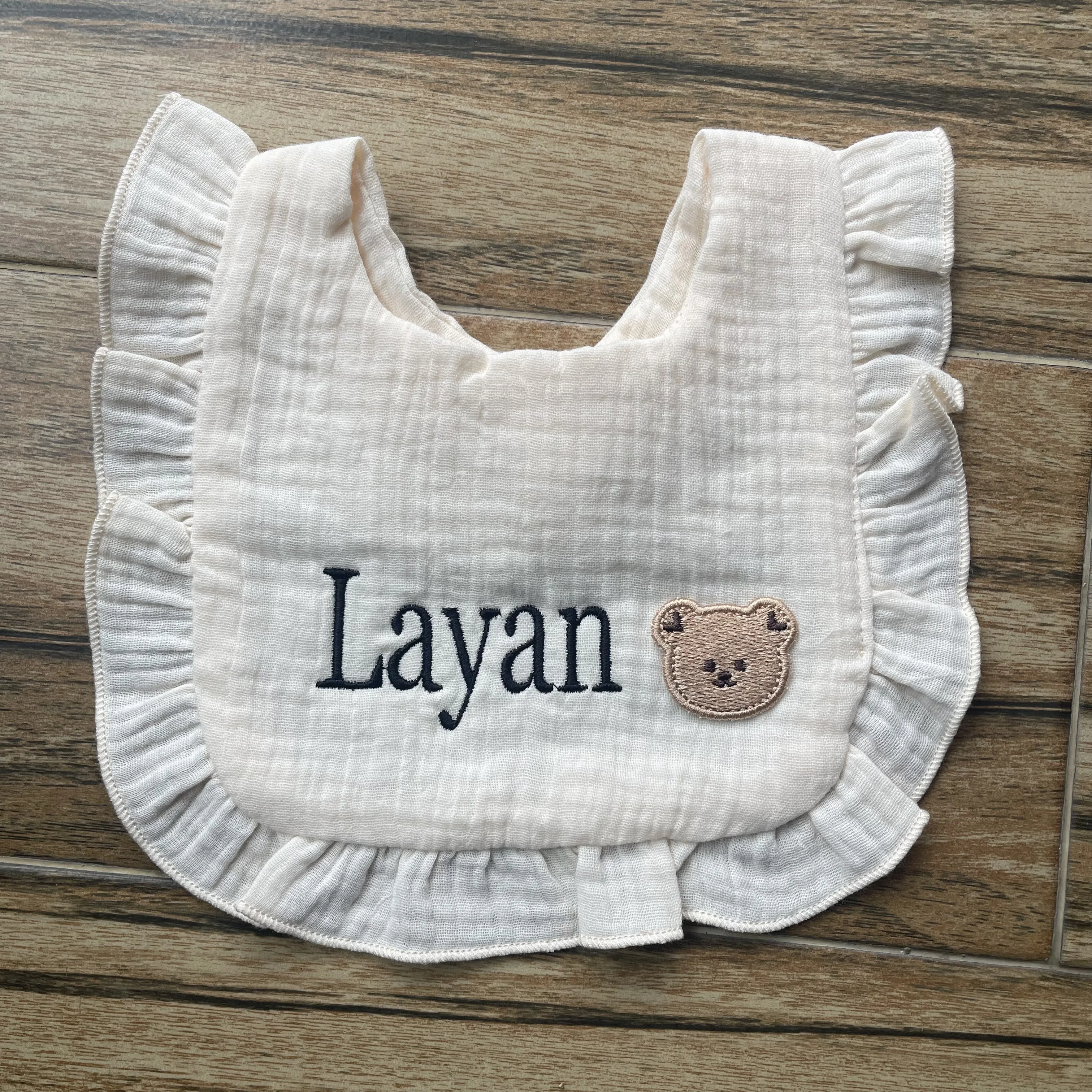 

Customized Ins, Korean Dots, Baby And toddler Summer Pure Cotton Tulle Bibs, Saliva Wipes, Embroidered Baby U-shaped spit Bibs