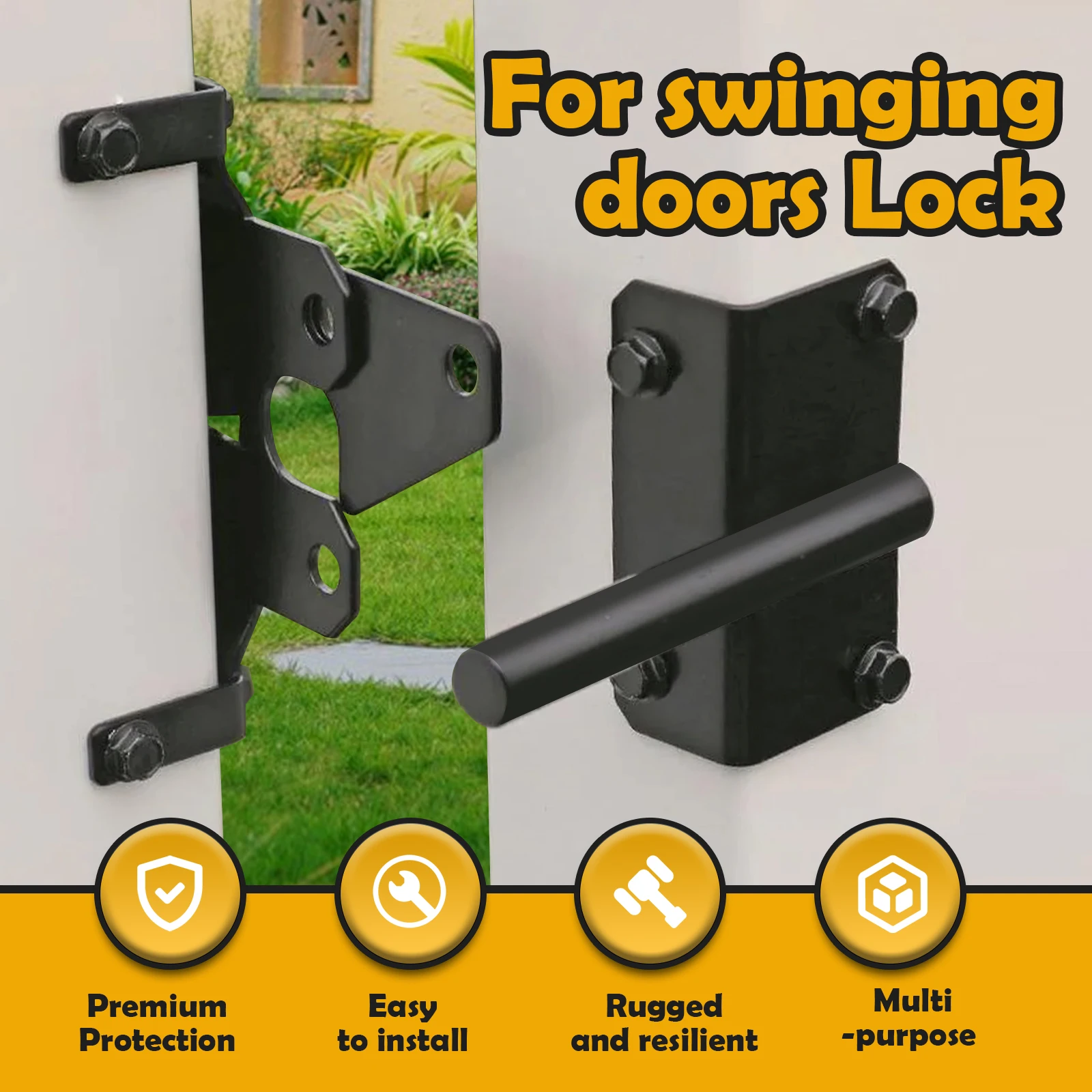 Universal Self-Locking Gate Latch Iron Rustproof Fence Gate Latch with Screws Practical Automatic Fence Latch for Yard Garden