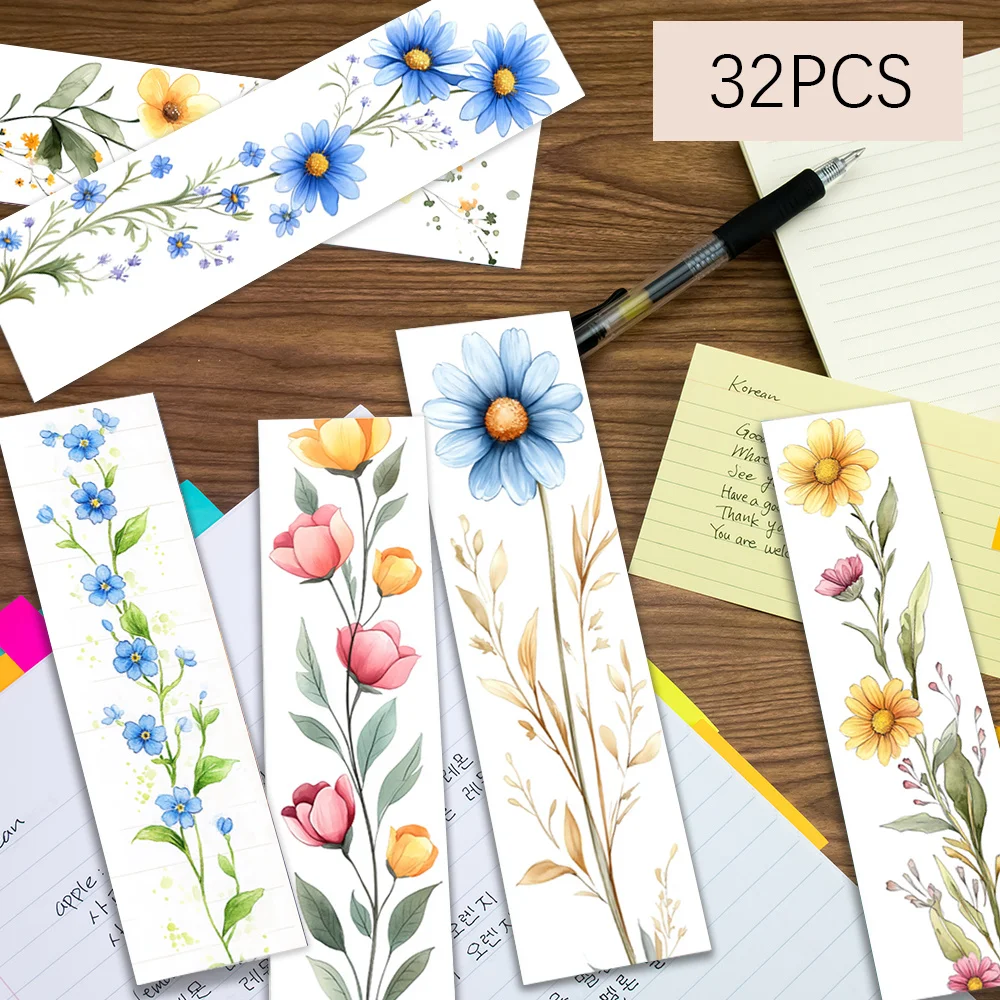32pcs, Macaron-colored plant-themed Bookmarks, Christmas, Teacher Gift, Back-To-School Holiday Gifts, Creative Artistic Designs