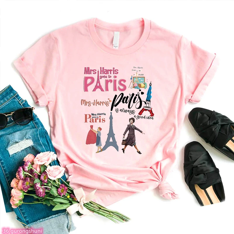 

Tee Shirt Femme New Movie Harris Goes to Paris Graphic Print Women T-shirts Fashion Harajuku Shirt Summer Camiseta Mujer Tshirt