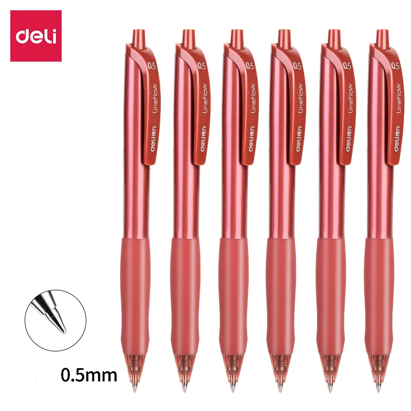 

6Pcs Deli S60-6 Gel Pens 0.5mm Black Red Blue Ink School Student Supplies Stationery