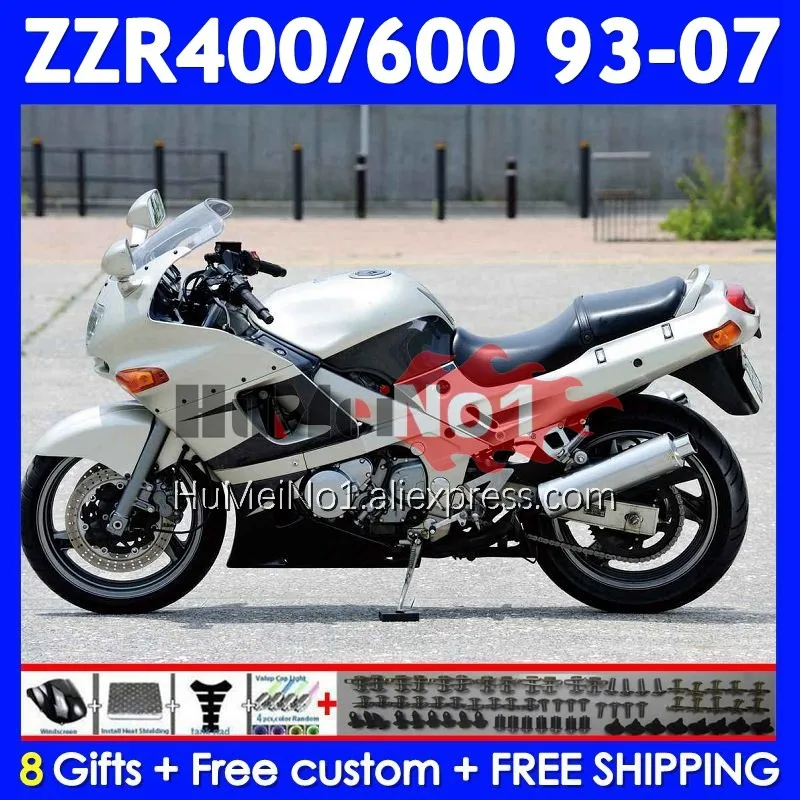 ZZR-400 For KAWASAKI NINJA ZZR 400 1993 1994 1995 1996 1997 1998 238No.49 ZZR400 99 00 01 02 03 04 05 06 Black silver 07 Fairing