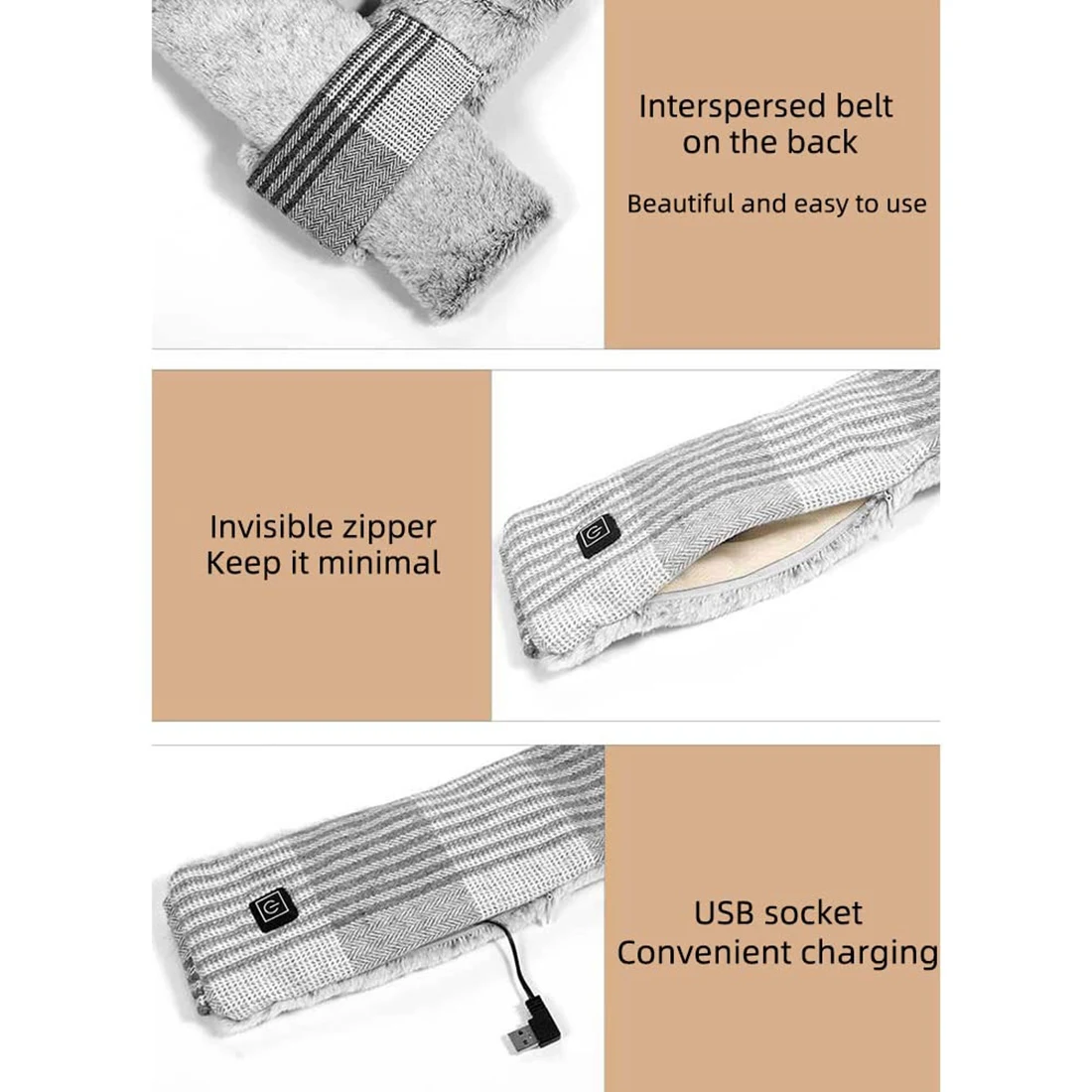 Superior-Heated Scarf With 3 Heating Levels, Rechargeable USB Heated Scarf Warm Winter Scarf For Men Women