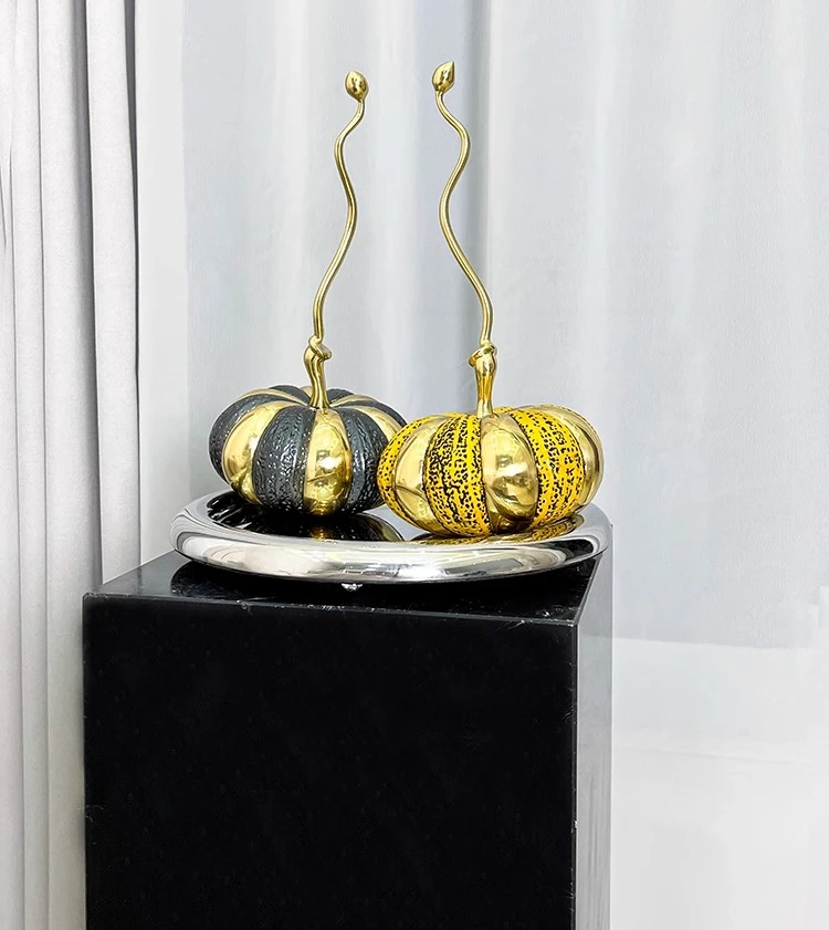 Modern minimalist pumpkin copper handicraft ornament high-level sense abstract