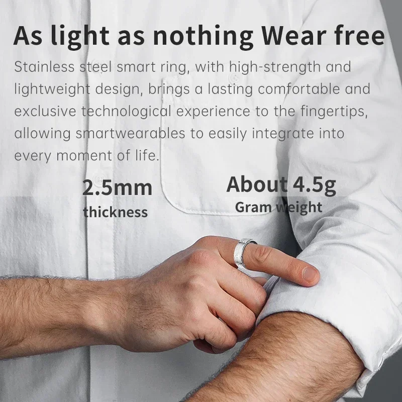 Smart Ring Health Monitoring IP68&5ATM Waterproof for Women Men Multi-sport Modes Bluetooth Sleep Tracker Finger Ring for Photo