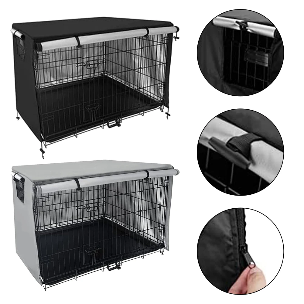 210D Black/Grey Outdoor Oxford Cloth Pet Cage Cover Garden Courtyard Dog Cover PVC Coated Fabric Protective Layer Pet Cage Cover