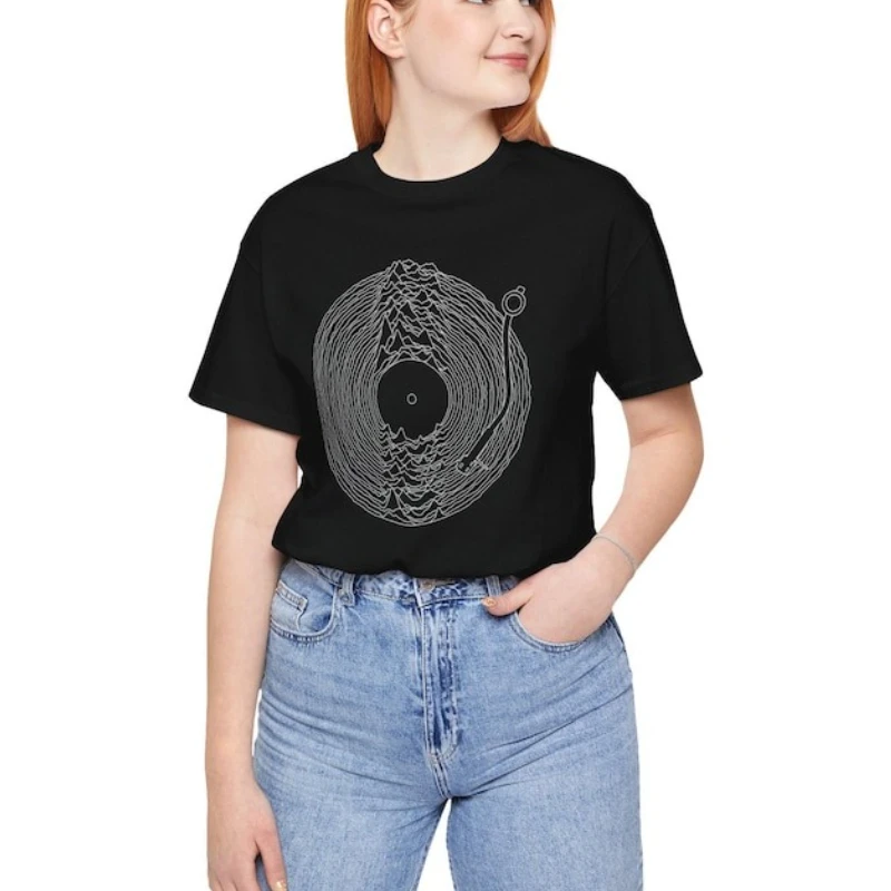 Joy Division T-Shirt Vinyl Record Shirt Unknown Pleasures Shirt Alternative Rock 80s Music Graphic T Shirts Regular Short Sleeve