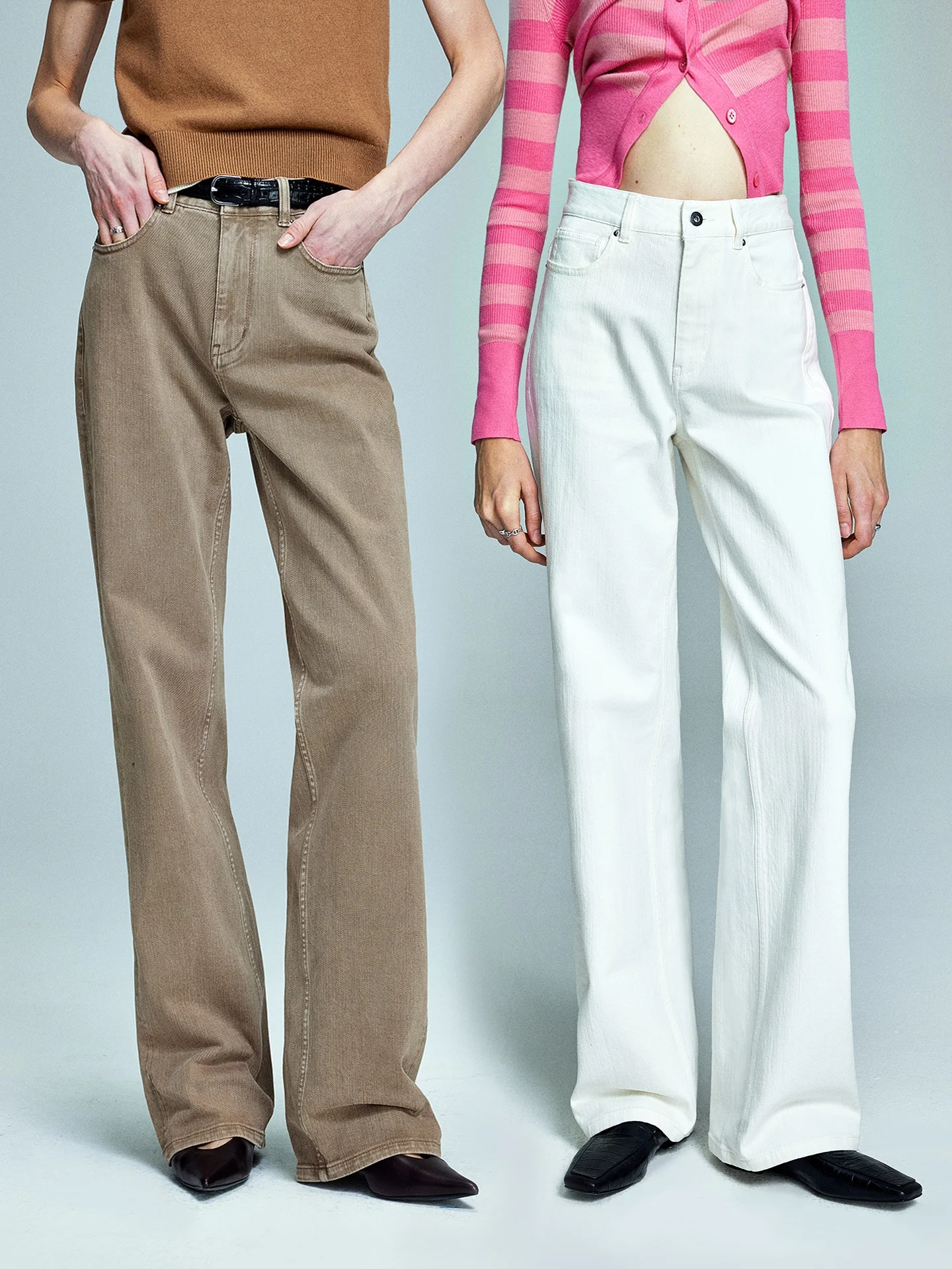 

UZZO Classic Sle Heavy Du Waed Vintage High Waist Straight Leg Jeans High Quali Slimming Cotton Stretch Denim Pants