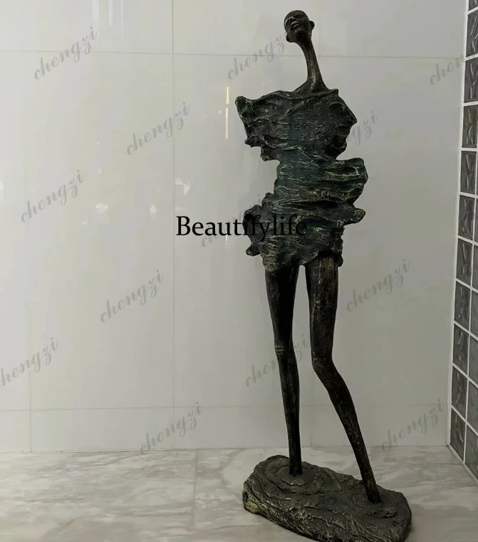 Creative Modern Abstract Art Figure Girl in the Wind Floor Decoration Sculpture Hotel, Fiberglass Ornament