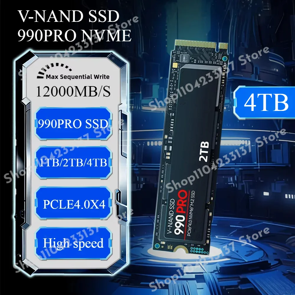 2024 Original New 990Pro 4TB 2TB 1TB SSD Internal Solid State Drive M.2 2280 PCIe Gen4.0x4 NVMe for PS5 Laptop Desktop PC