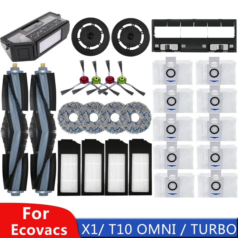 Для Ecovacs Deebot X1/T10 OMNI/TURBO Аксессуары Запчасти для робота-пылесоса Швабра Мешок для сбора пыли Hepa-фильтр Основная боковая щетка Сосуд