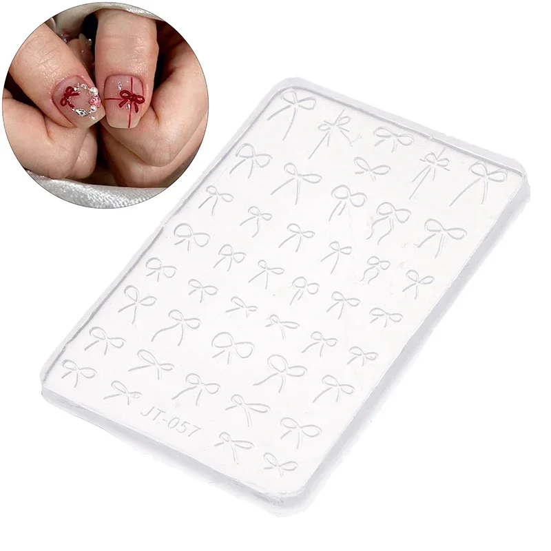 Stampo Bowknot Piastre per timbratura intaglio 3D Decorazioni artistiche per manicure Modello di stampo per nail art in silicone di design fai-da-te per ciondoli per unghie