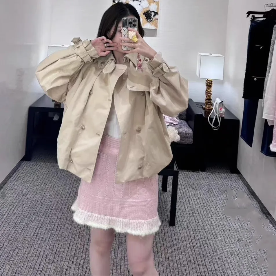 

Женская осенняя новинка 2025, водостойкая жаккардовая конструкция, свободная универсальная микроэластичная короткая ветровка