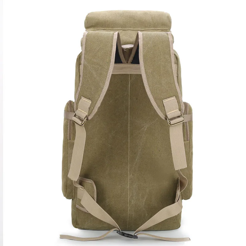 70L Men Canvas Camping Bag Hiking Backpack Luggage Outdoor Climbing Trekking Travel Tactical Shoulder Bags  Sports