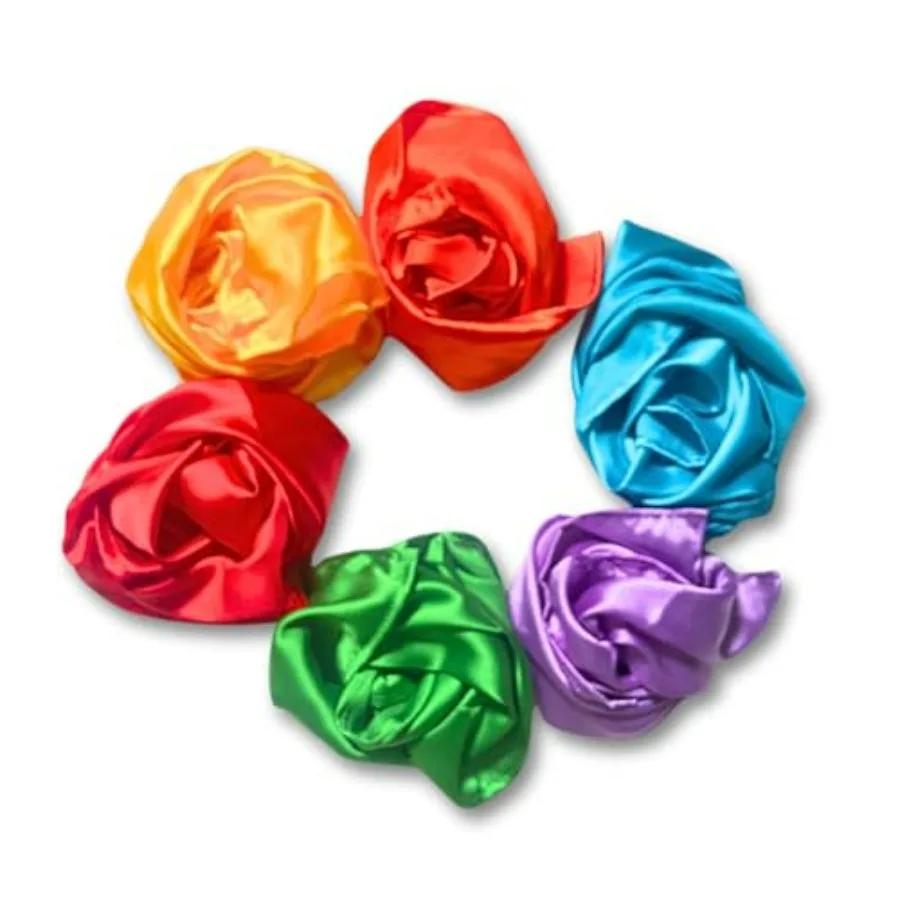 

Sensory Play Scarves 6 Pcs Multicolor Dance and Music Scarves for Juggling Scarves for Girls, Boys 20" x 20" Soft Play Silks fo