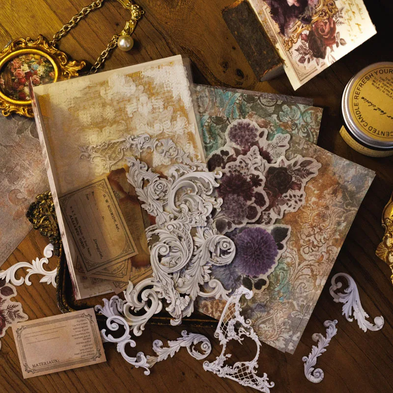 76pcs/lot Memo Pads Material Paper Memories of Baroque Collection Journal Scrapbooking Card Background Decoration Paper