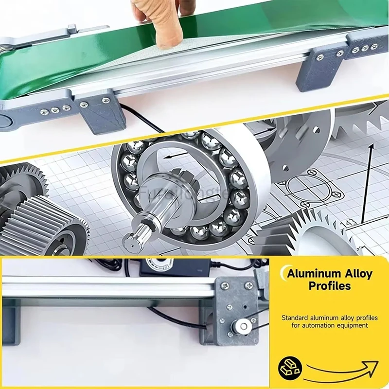 Piccolo trasportatore a nastro trasportatore da tavolo con contatore fotoelettrico Modello di linea di assemblaggio in plastica PP Velocità regolabile