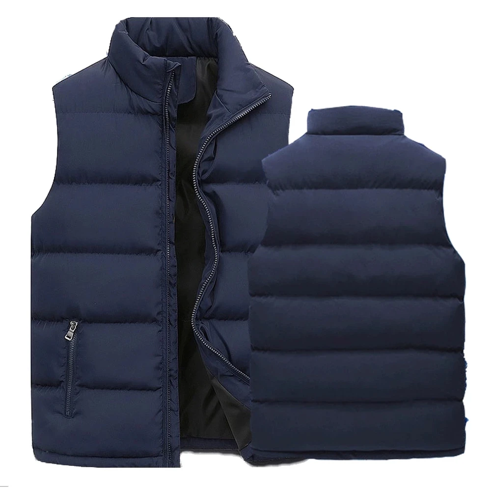 Men\'s Waterproof Sleeveless Jacket Warm Vest  Zippered High Collar Casual Brand Clothes Autumn Winter