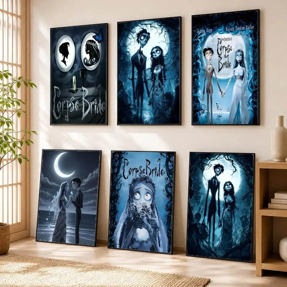 C-Corpse Bride Cartoon Movie Poster Modern Home Living Bedroom Bar Hallway Waterproof Wall Art Aesthetic Decor