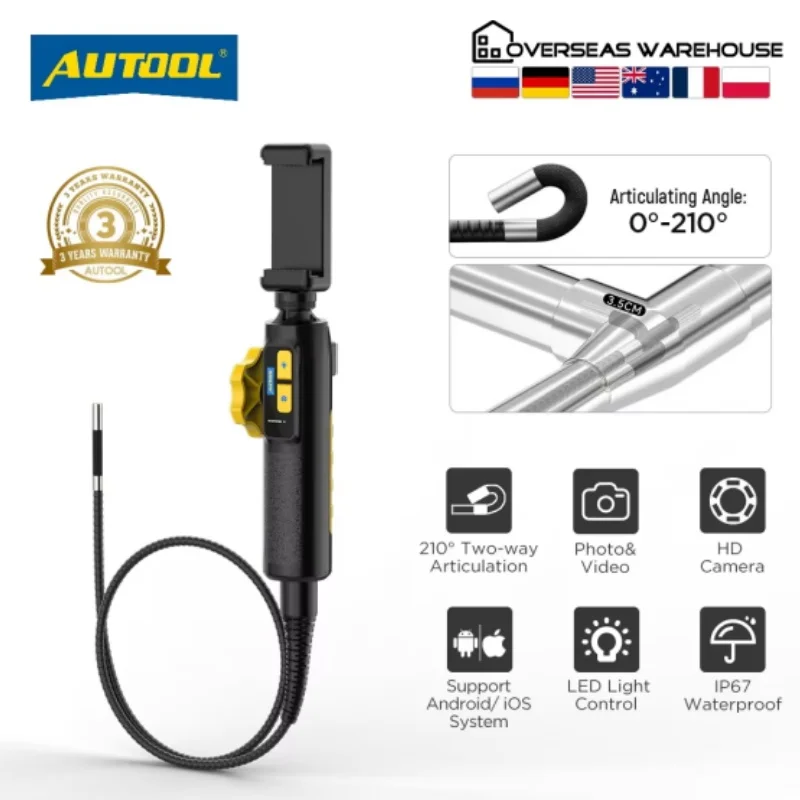 AUTOOL SVB302 1080 HD Automotive Industrial Endoscope with Light  Autofocus Endoscope Inspection Camera Lens for IMG & Video