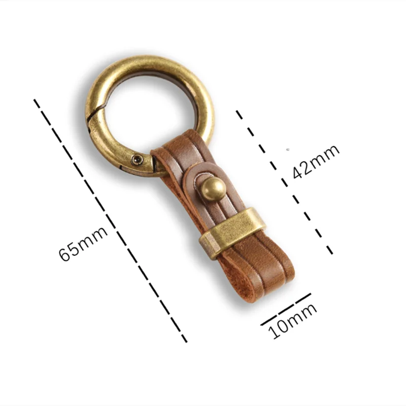Titanium Alloy Leather Keychain with Carabiner