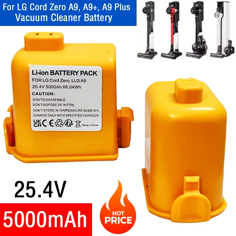 

5000mAh Vacuum Cleaner Battery for LG Cord Zero A9 A9s P9 A9K A9 Plus Replacement Battery EAC63382201 MEV65921201 EAV63382204