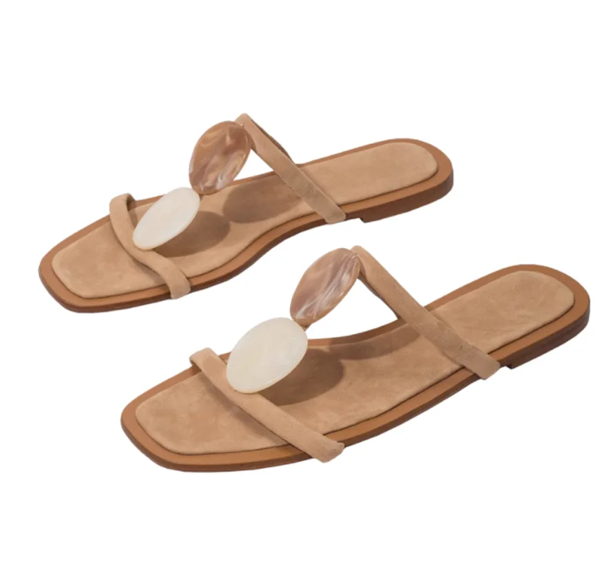 

2026 Fashion Summer Mules Slides Gladiator Sandalias Cut Out Narrow Band Sandals Flat Concise Shoes Women Summer Beach Slippers