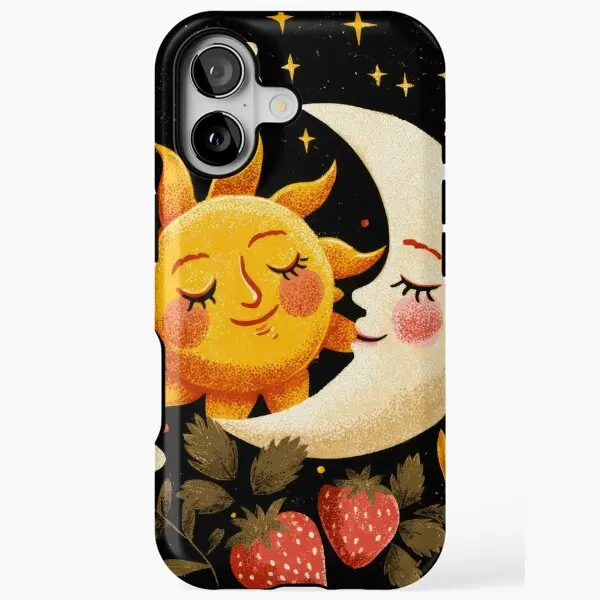 Luxury Clmj Sun and Moon Phone Case for iPhone 17 17e 16e 16 15 14 13 12 11 X XS XR XSMAX Air Pro Max Plus Double-layer