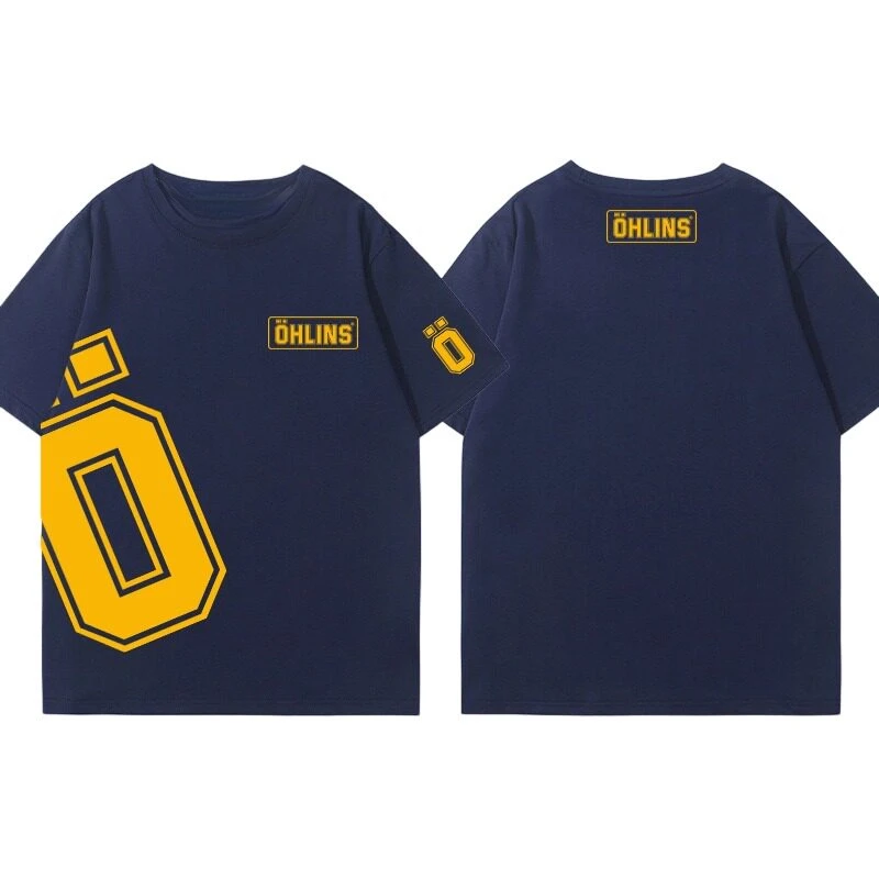 Navy Tees 2026 Summer OHLINS Motorcycle Shock Absorber Modified Cotton Short-Sleeved T-Shirt for Men and Women
